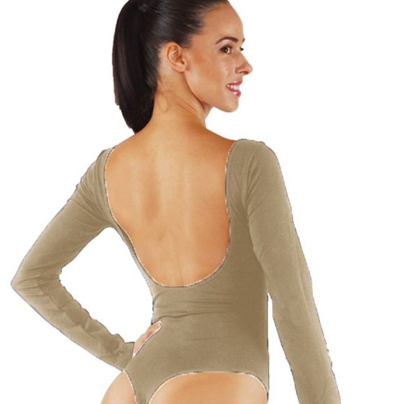 Bodysuit open back thong long sleeves - Picture 2 of 2